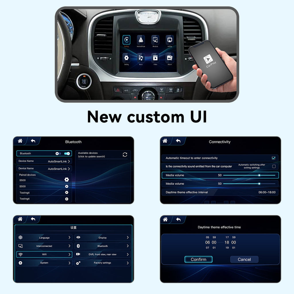 Wireless Apple CarPlay Android Auto Interface for Chrysler 300C 2012-2016 | AirPlay iOS Android Mirror Link Plug & Play Retrofit Module(wzcl-1)