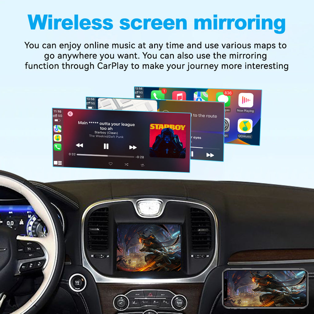 Wireless Apple CarPlay Android Auto Interface for Chrysler 300C 2014-2016 | AirPlay iOS Android Mirror Link Plug & Play Retrofit Module(WZCL-2)