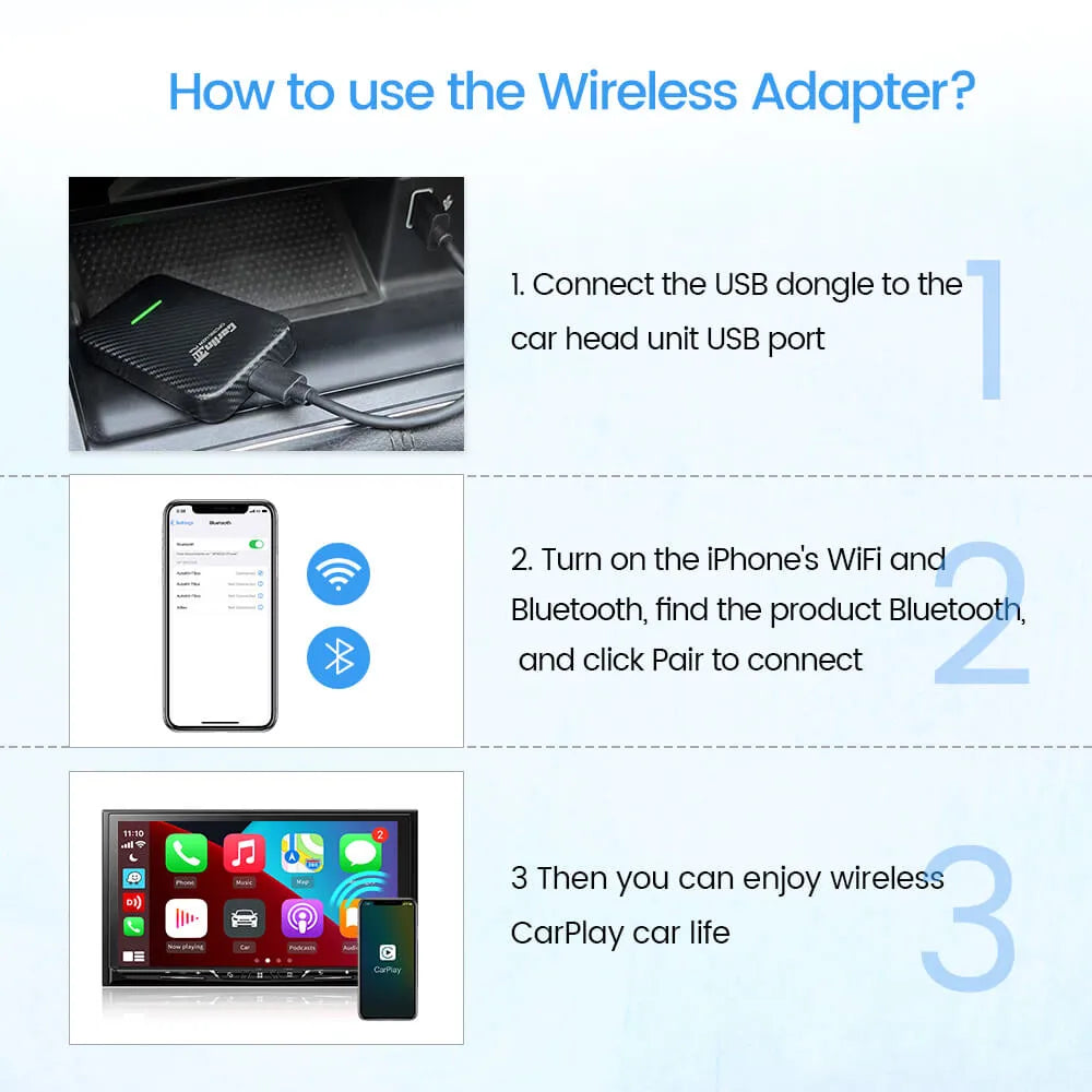 CarlinKit 3.0 U2W Plus Wireless Carplay Adapter for OEM Factory Wired Carplay Car