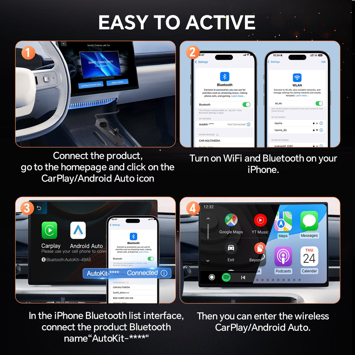 CarlinKit FireDrive Link Pro with Wireless Carplay & Android Auto For Fire TV Stick