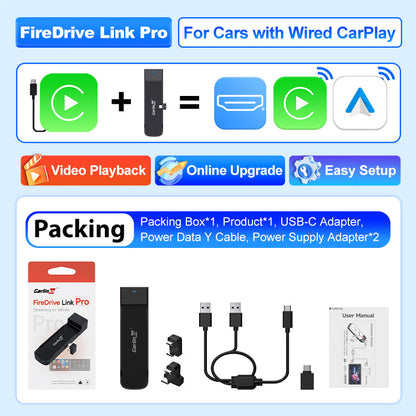 CarlinKit FireDrive Link Pro with Wireless Carplay & Android Auto For Fire TV Stick