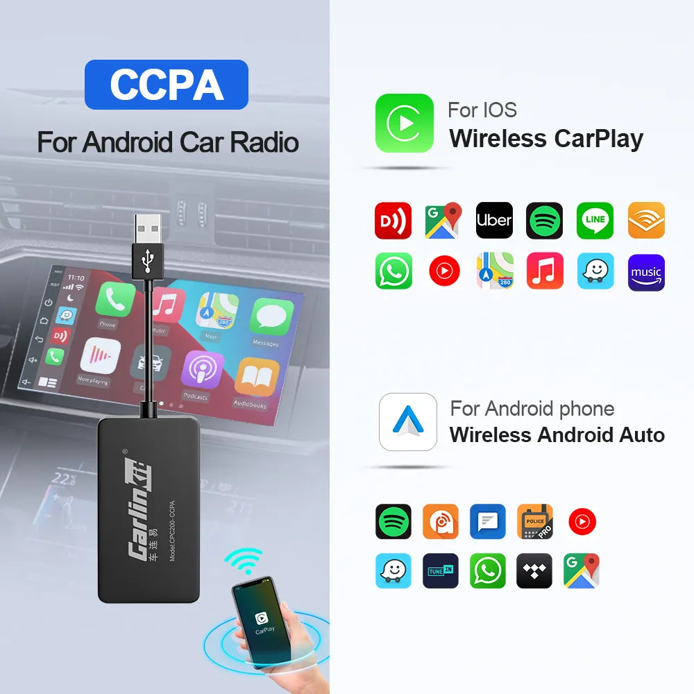 Carlinkit CCPA USB Dongle for Aftermarket Android Screen Head Unit with  Wireless CarPlay Android Auto and Mirroring Function