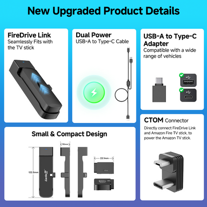 Carlinkit Fire Drive Use CarPlay to HDMI Cable to Enjoy Streaming, in-car Audio & Video Specially Designed for Amazon Fire TV Stick