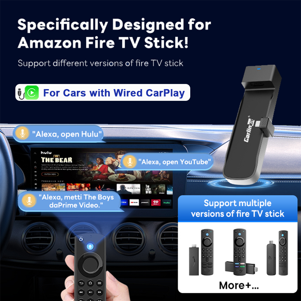 Carlinkit Fire Drive Use CarPlay to HDMI Cable to Enjoy Streaming, in-car Audio & Video Specially Designed for Amazon Fire TV Stick