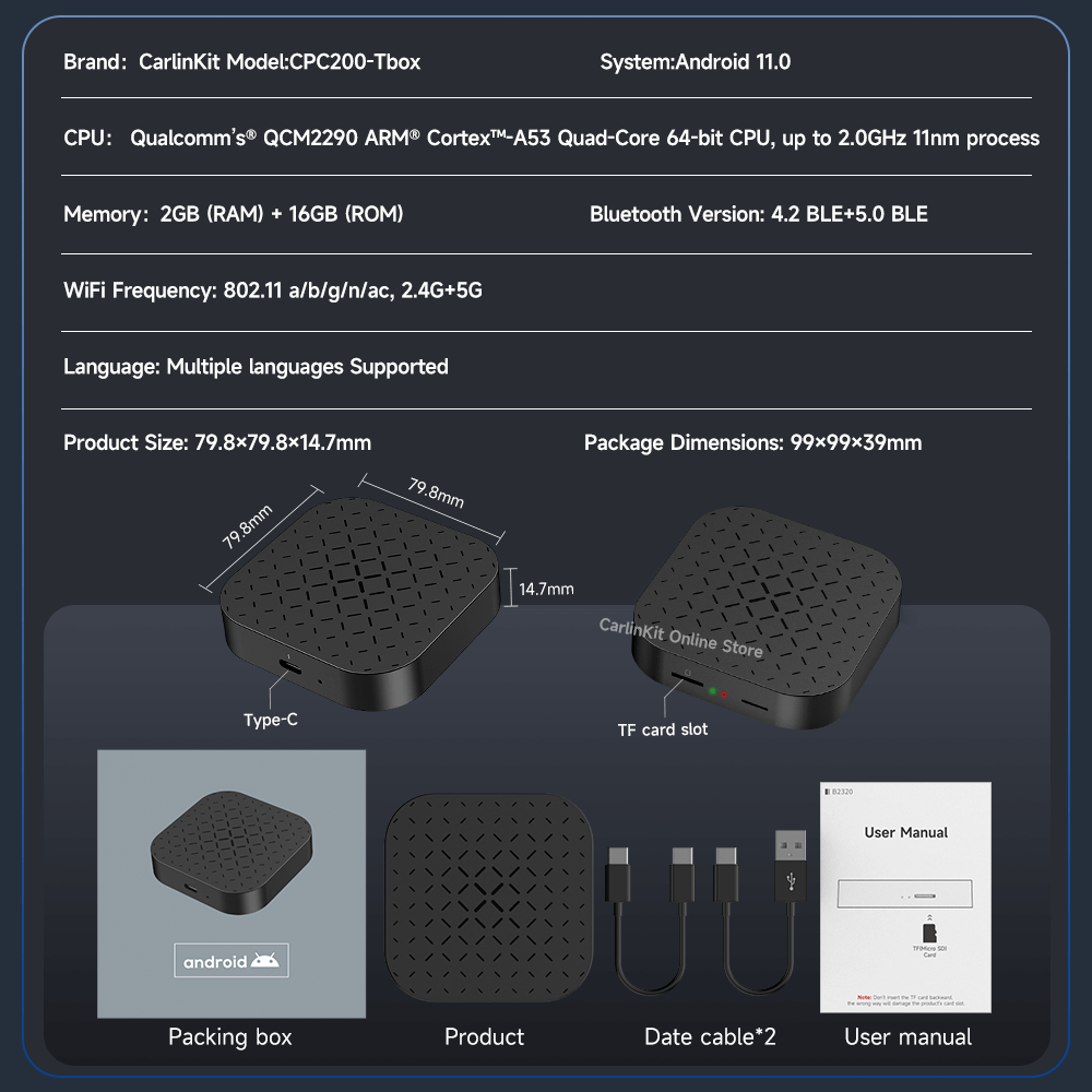 Tbox Basic - Streaming AI Box Build-in Android System with Wireless Carplay & Android Auto for You Watch TV in Car