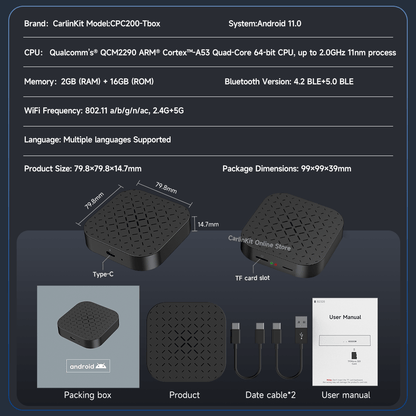 Tbox Basic - Streaming AI Box Build-in Android System with Wireless Carplay & Android Auto for You Watch TV in Car