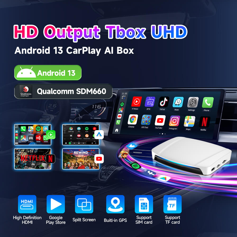 Carlinkit Tbox UHD Android 13 CarPlay AI Box with HDMI Output