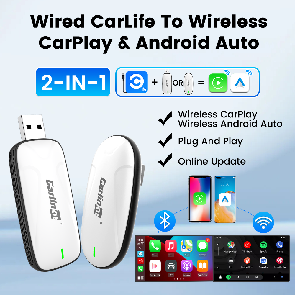 Carlinkit X1CA X2CA Baidu Carlife to Wireless CarPlay or Android Auto Adapter