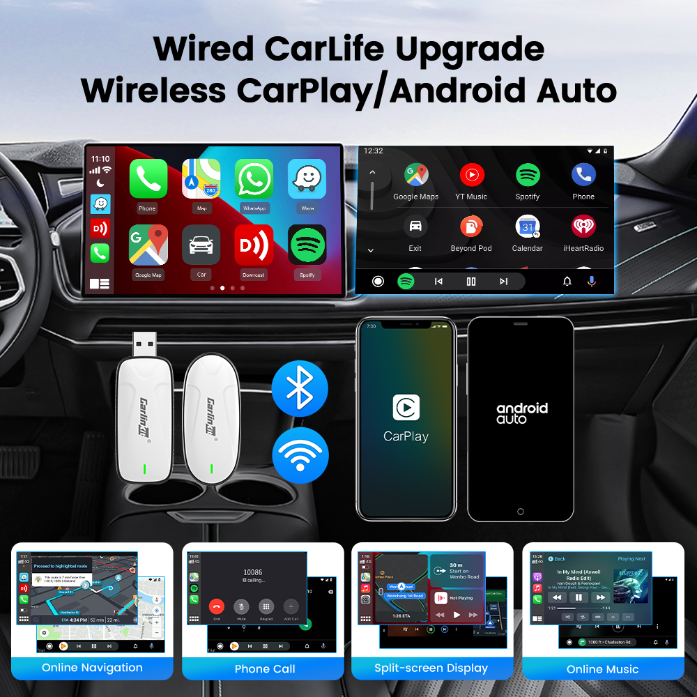 Carlinkit X1CA X2CA Baidu Carlife to Wireless CarPlay or Android Auto Adapter