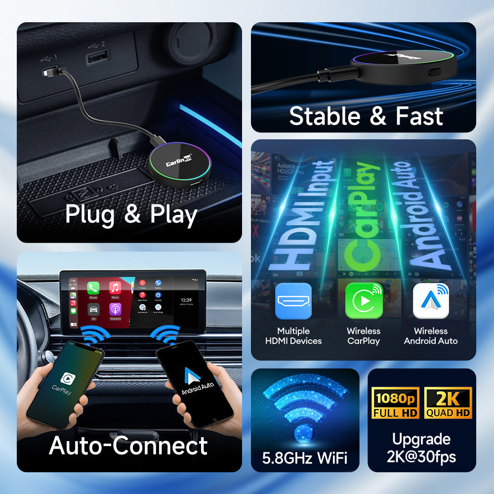 Carlinkit HD2CP Pro HDMI Wired CarPlay to Wireless Carplay & Android Auto Dongle