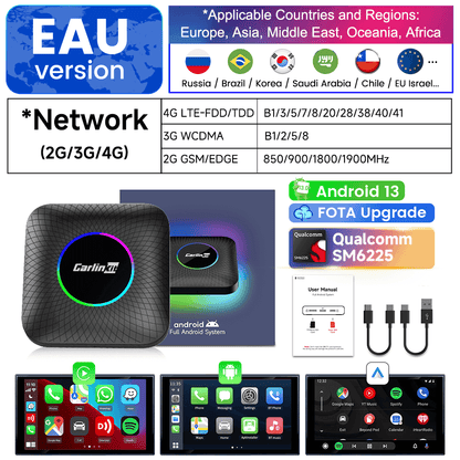 Tbox Led Multimedia Video Android13 AI Box Wireless CarPlay & Android Auto