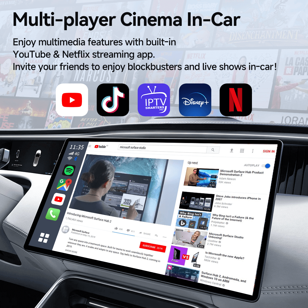 Tbox Led Multimedia Video Android13 AI Box Wireless CarPlay & Android Auto