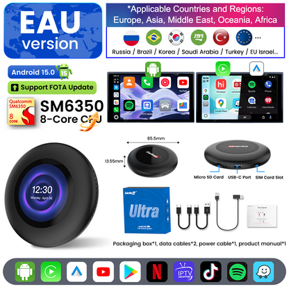 Carlinkit Tbox Ultra 3 Android 15 Car TV Box Wireless CarPlay & Android Auto