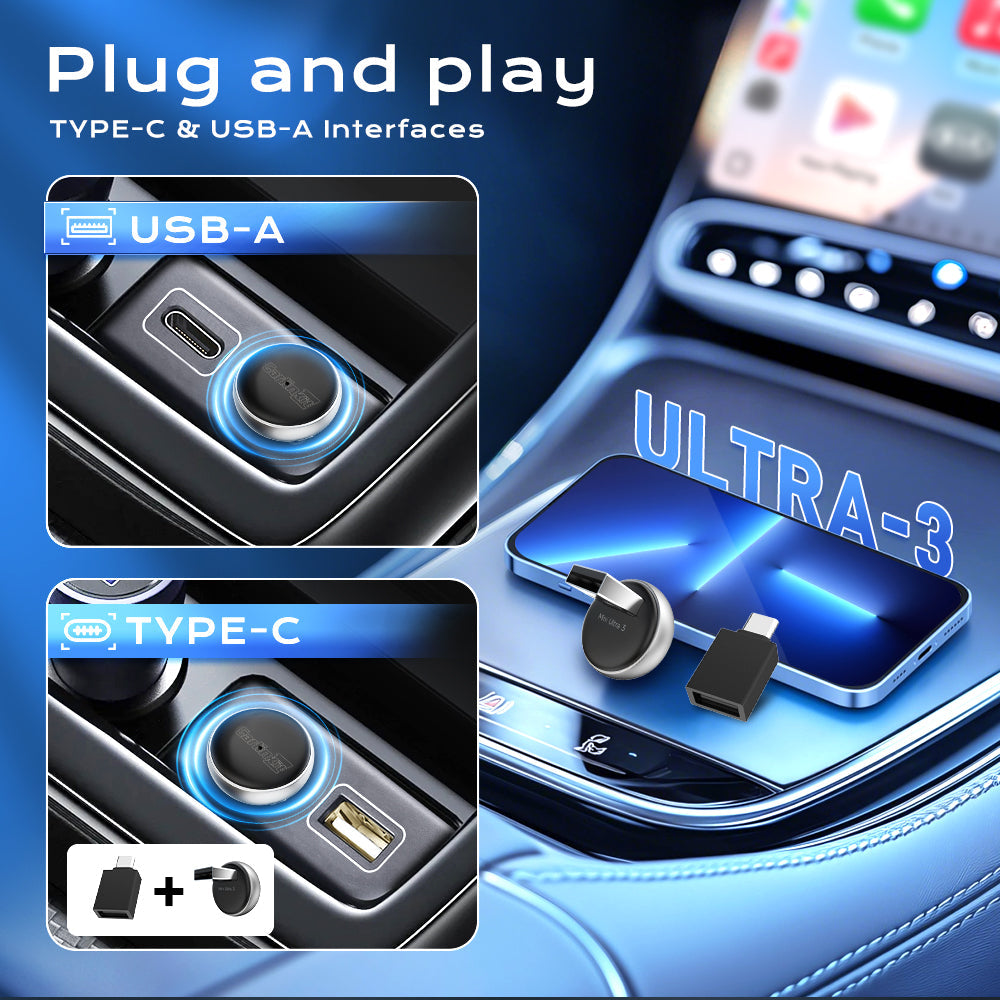 CarlinKit Mini Ultra 3 Wireless CarPlay & Android Auto Tiny Adapter