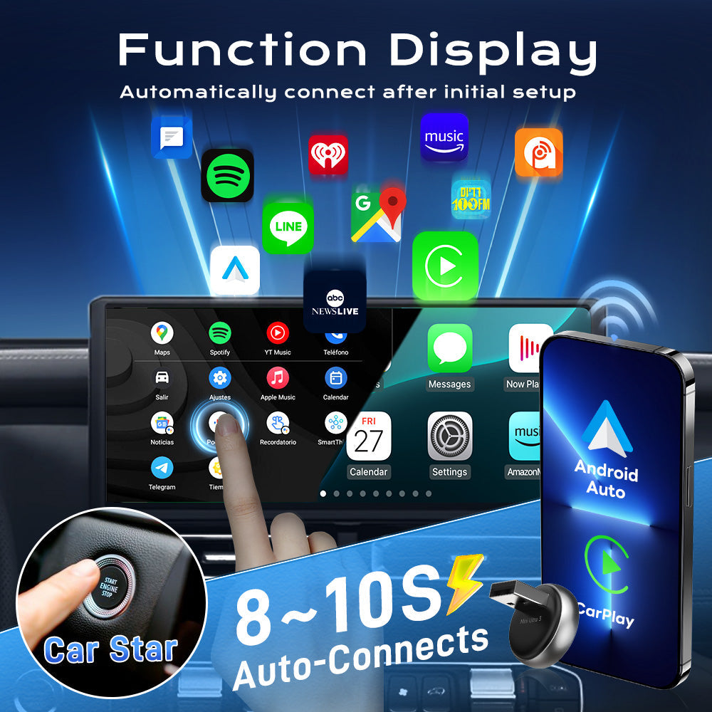 CarlinKit Mini Ultra 3 Wireless CarPlay & Android Auto Tiny Adapter