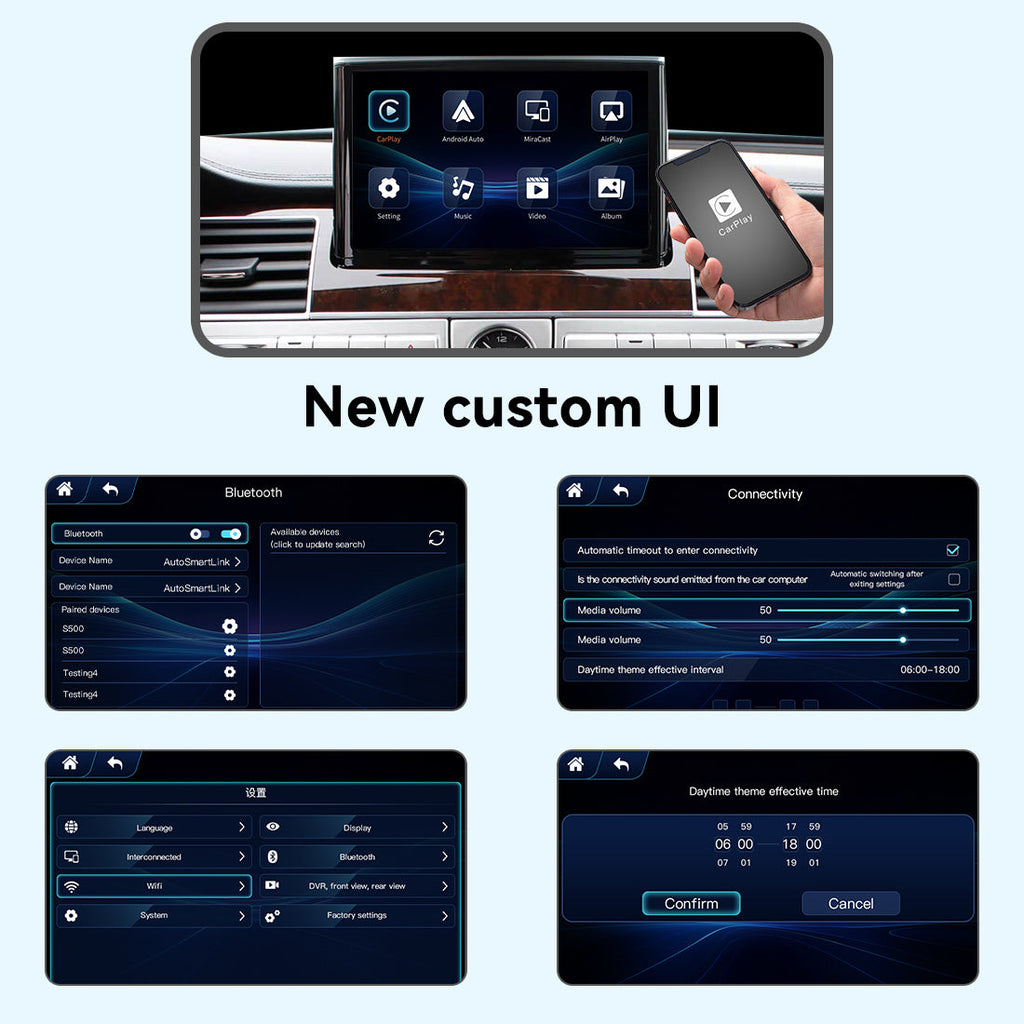 Wireless Apple CarPlay Interface for Audi MMI 3G / 3G+ – A4L A5 Q5 (2010-2016) / A6 A7 A8 Q7 C6 (2009-2011) Android Auto(WZAU-5)