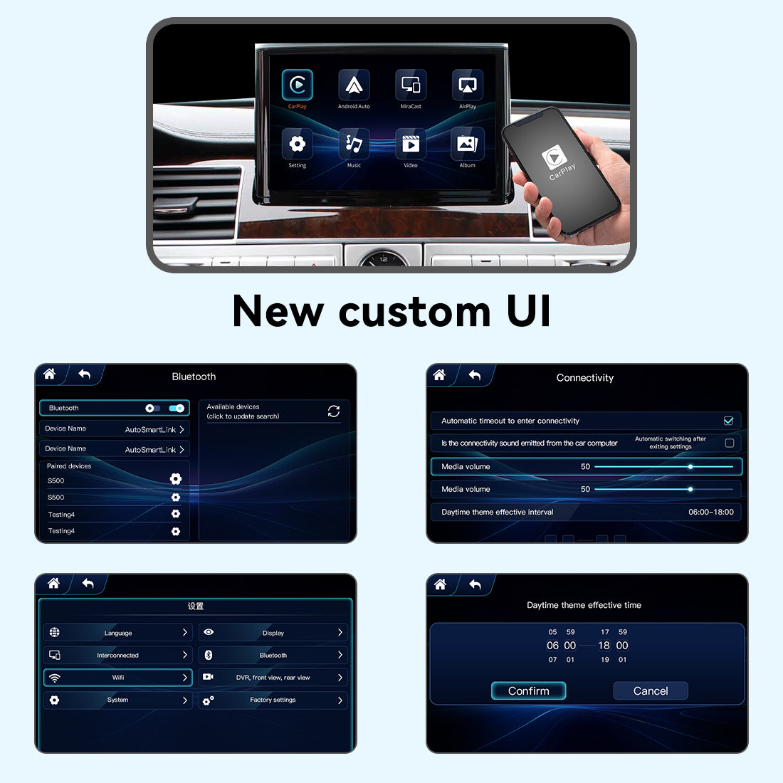 Wireless Apple CarPlay Interface for Audi MMI 3G / 3G+ – A4L A5 Q5 (2010-2016) / A6 A7 A8 Q7 C6 (2009-2011) Android Auto(WZAU-5)