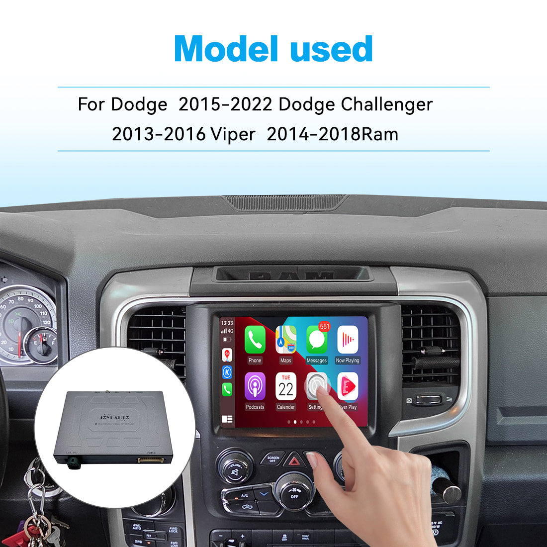Wireless Apple CarPlay Android Auto Interface for Dodge Uconnect 8.4 | 2015-2022 Challenger 2013-2016 Viper 2014-2018 Ram AirPlay Mirror Link Retrofit(WZDG-1)
