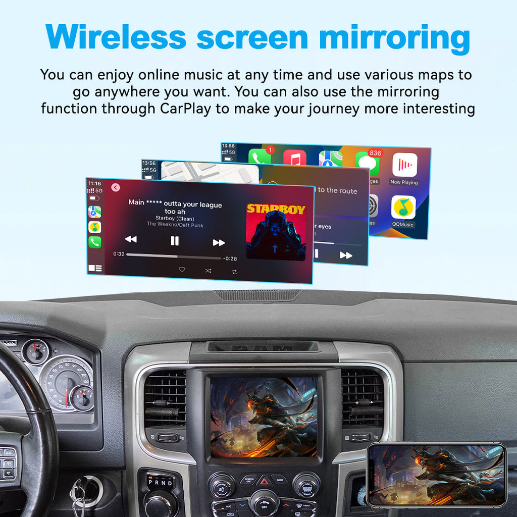 Wireless Apple CarPlay Android Auto Interface for Dodge Uconnect 8.4 | 2015-2022 Challenger 2013-2016 Viper 2014-2018 Ram AirPlay Mirror Link Retrofit(WZDG-1)