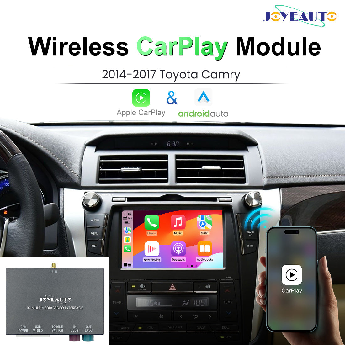 Wireless Apple CarPlay Android Auto Retrofit Module for 2014-2017 Toyota Camry (WQTY-2)