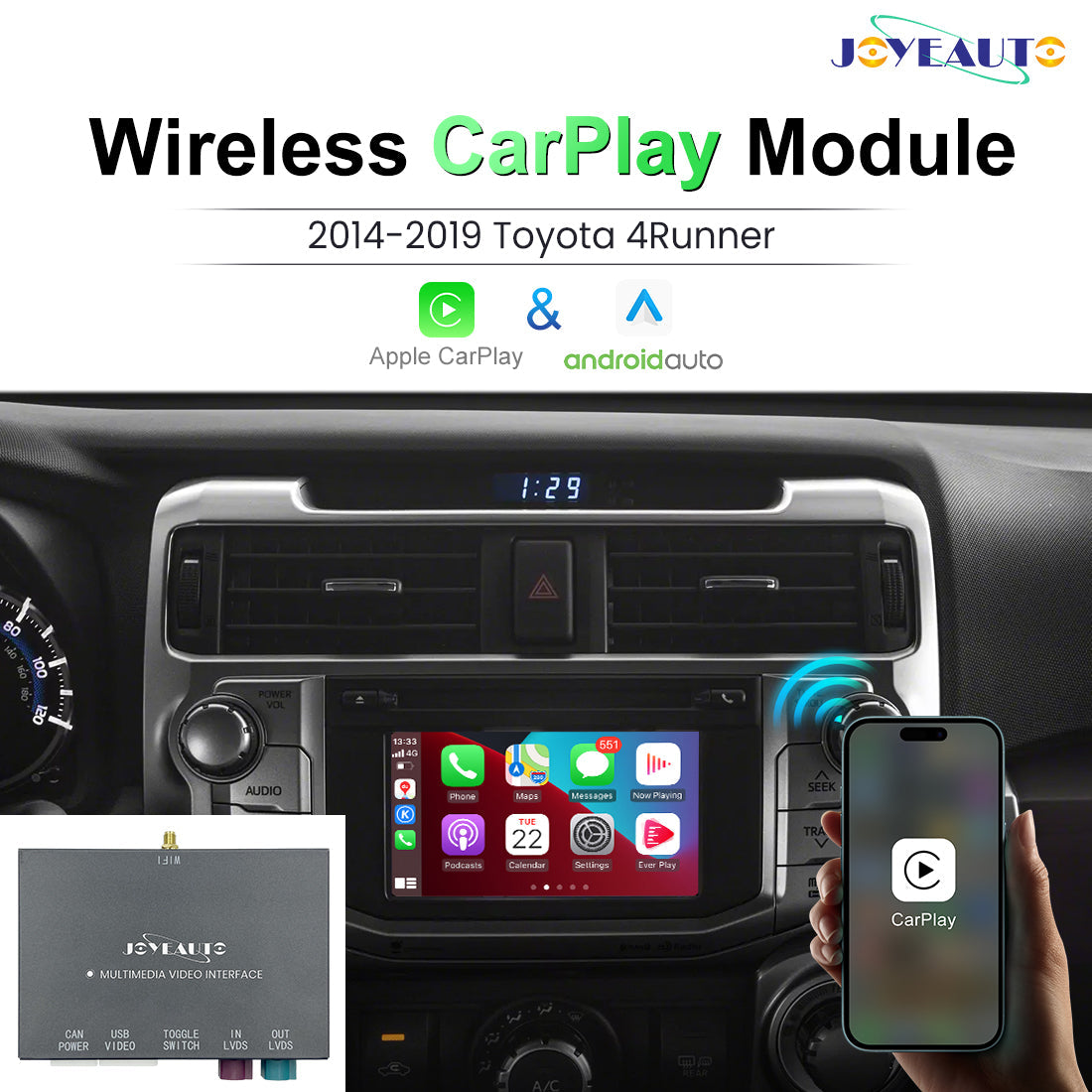 Wireless Apple CarPlay Android Auto Retrofit Module for 2014-2019 Toyota 4Runner Auris Avensis (WQTY-4)
