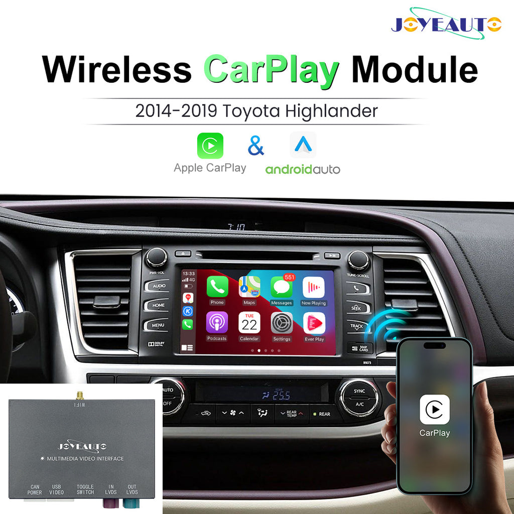 Wireless Apple CarPlay Android Auto Retrofit Module for 2014-2019 Toyota Highlander Corolla Land Cruiser (WQTY-5)