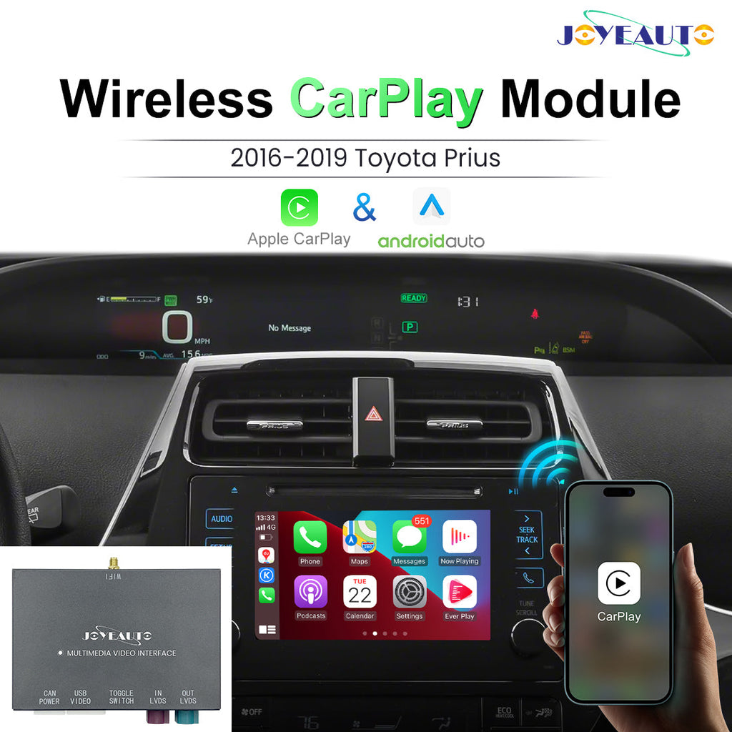 Wireless Apple CarPlay Android Auto Retrofit Module for 2016-2019 Toyota Prius Prius C (WQTY-1)