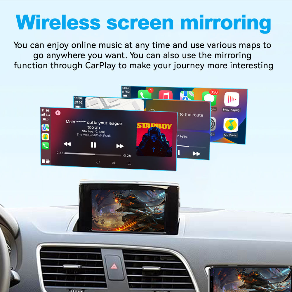 Wireless Apple CarPlay Interface for Audi A1 / Q3 RMC / MMI 2G / 3G (2012-2017) – Android Auto AirPlay Retrofit(WZAU-3)