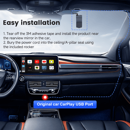CarlinKit AI Box Dash Cam with Wireless CarPlay & Wireless Android Auto Adapter
