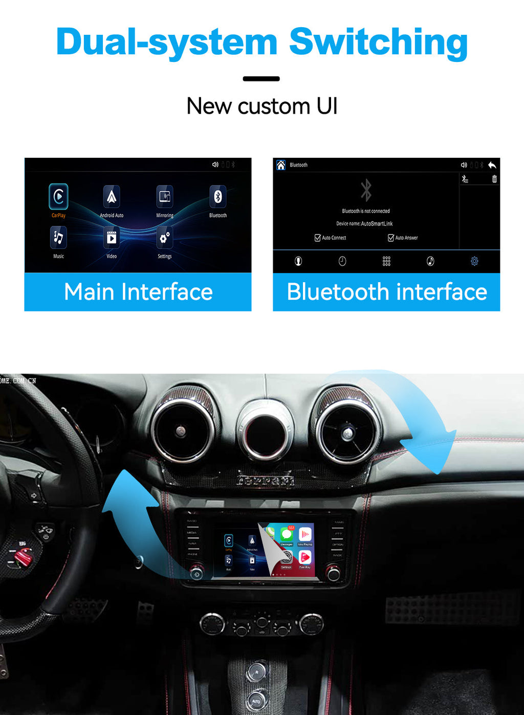 (WZFR-1)JoyeAuto Wireless Apple Carplay AirPlay Android Auto Mirror-Link Interface for 2015-2018 Ferrari California T Plug and Play - detail 3