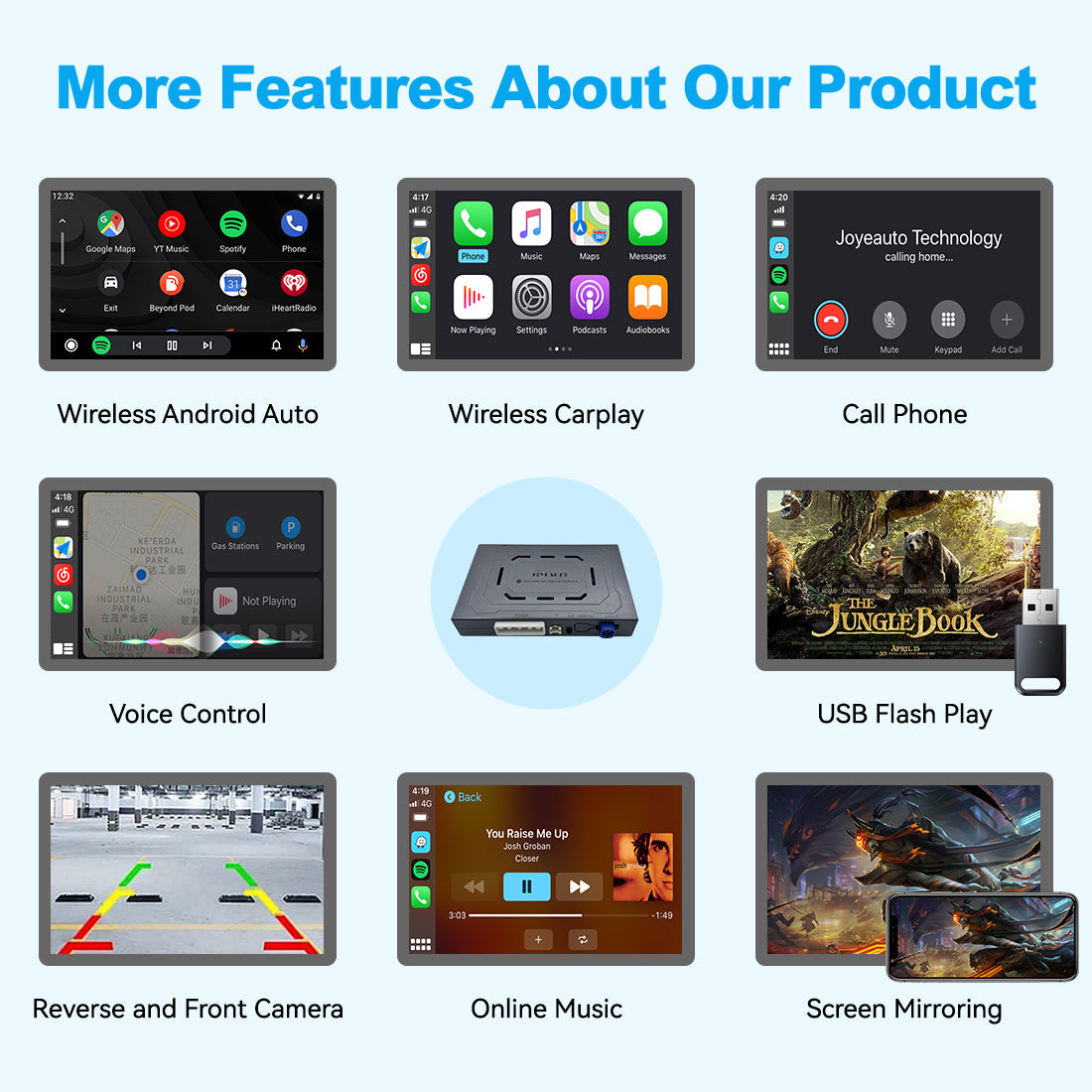 (WZFR-2)JoyeAuto Wireless Apple Carplay AirPlay Android Auto Mirror-Link Interface for Ferrari 458 Plug and Play - detail 3