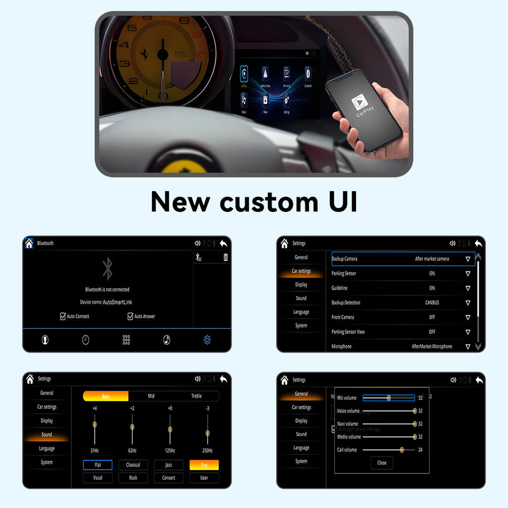(WZFR-3)JoyeAuto Wireless Apple Carplay AirPlay Android Auto Mirror-Link Interface for Ferrari 488 F12 Plug and Play - detail 5