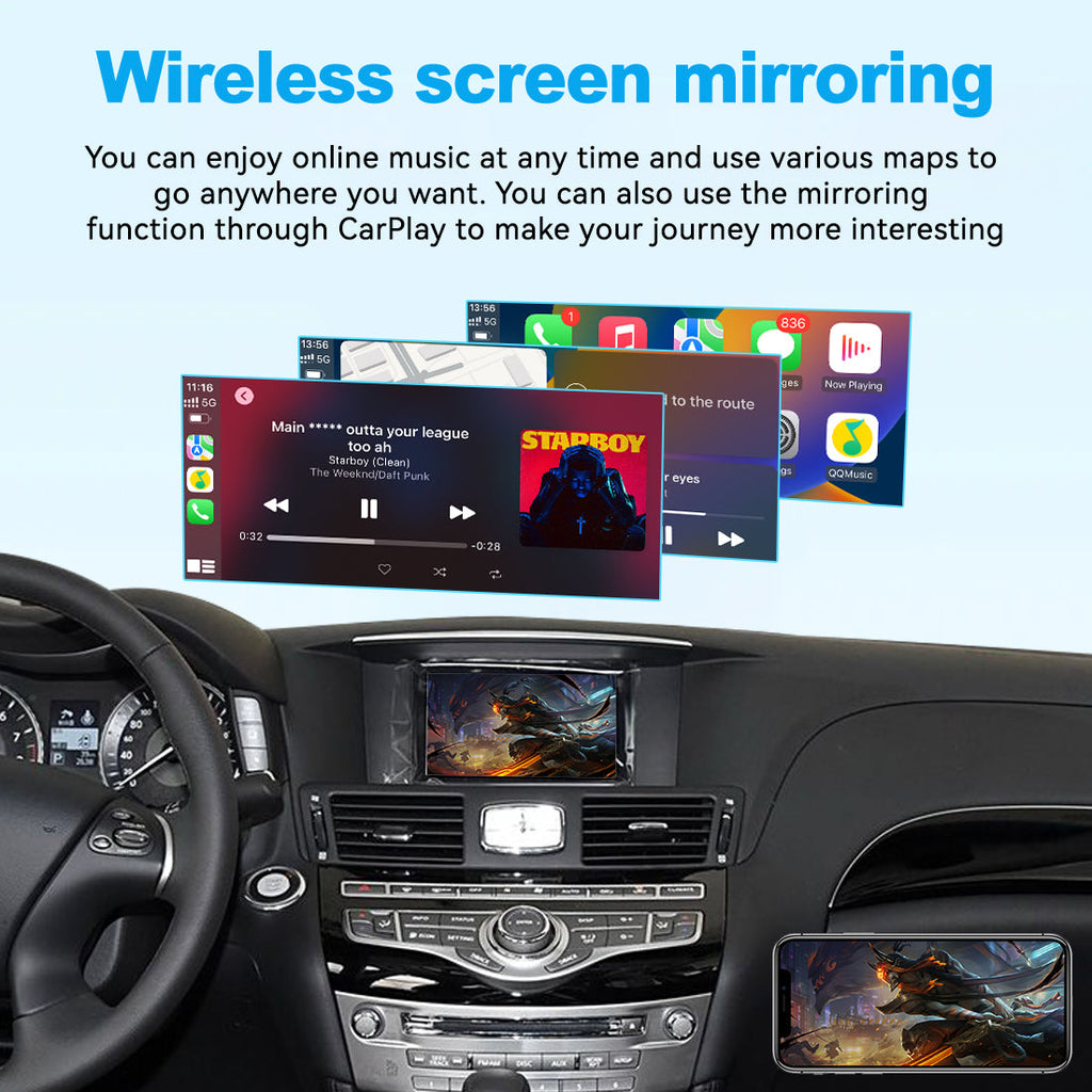 Wireless CarPlay Android Auto Interface for Infiniti QX70 Q70 G35 G37 FX35 FX50 EX25 EX35 | Apple CarPlay Retrofit Module(WZIN-3)