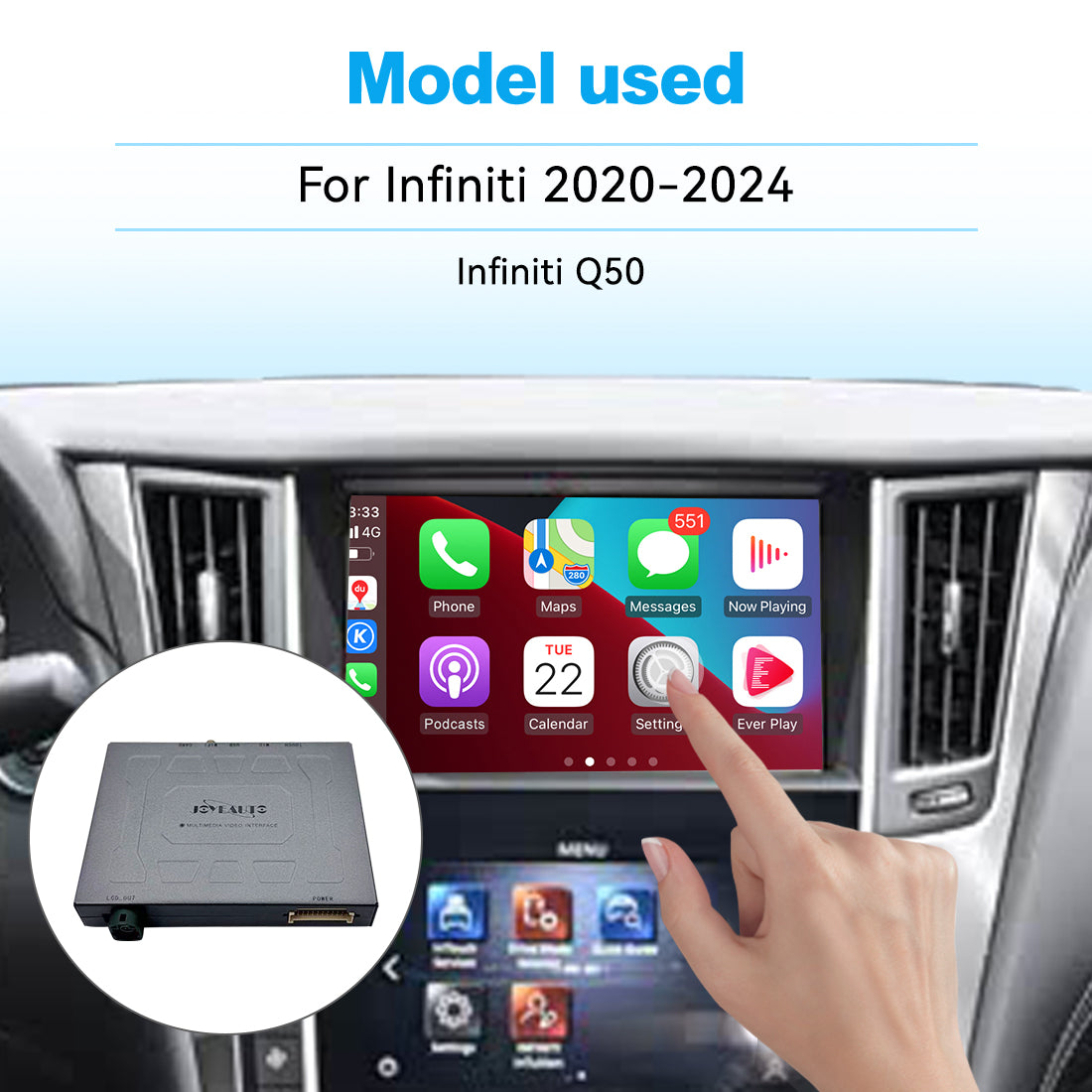Wireless Apple CarPlay Android Auto Interface for Infiniti 2020-2024 Q50 Q60 Q50L | AirPlay(WZIN-5)S Android Mirror Link Retrofit Module