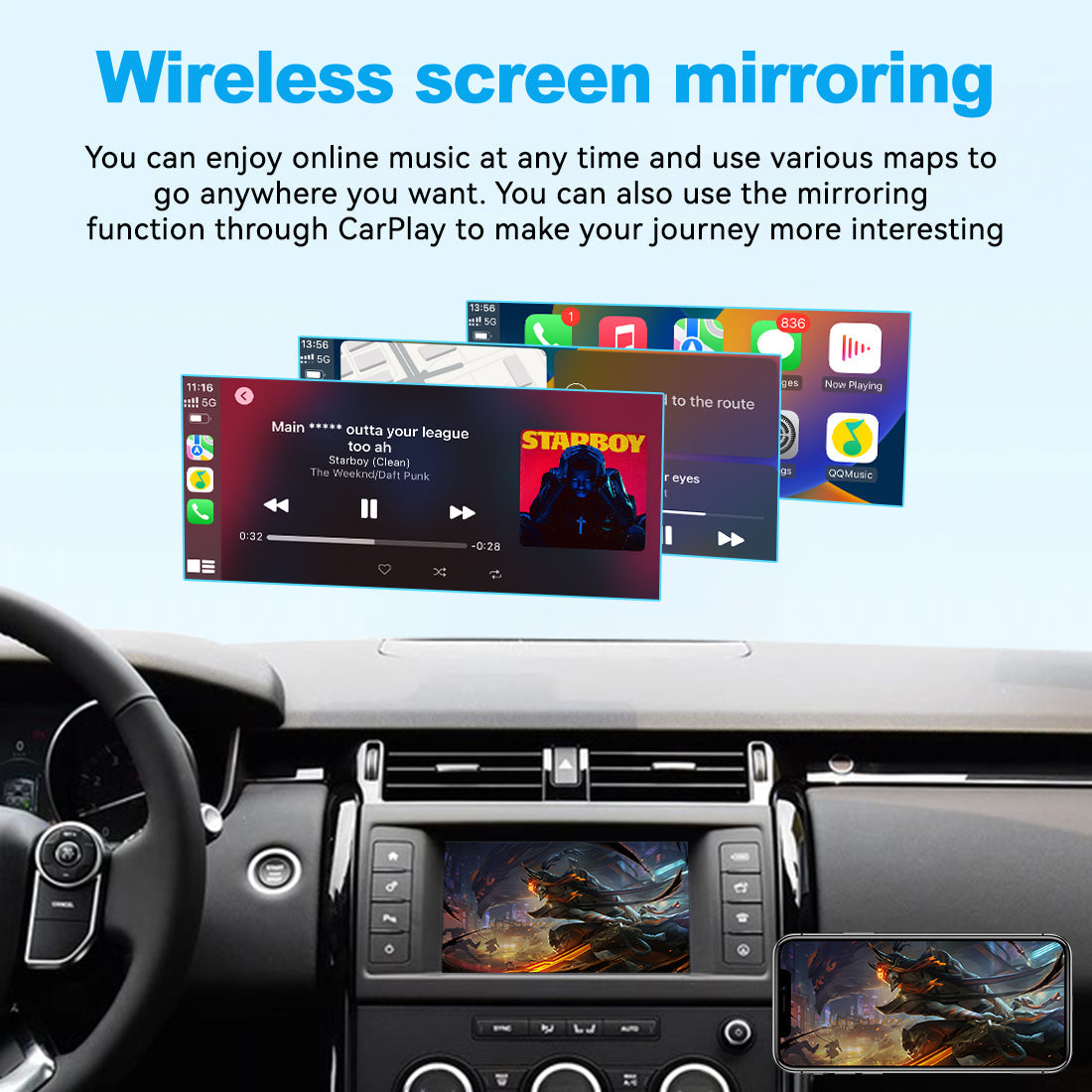 Wireless Apple CarPlay Android Auto Interface for Land Rover & Jaguar Harman System (2010-2018) – Discovery F-Pace AirPlay Retrofit(WJLR-1)