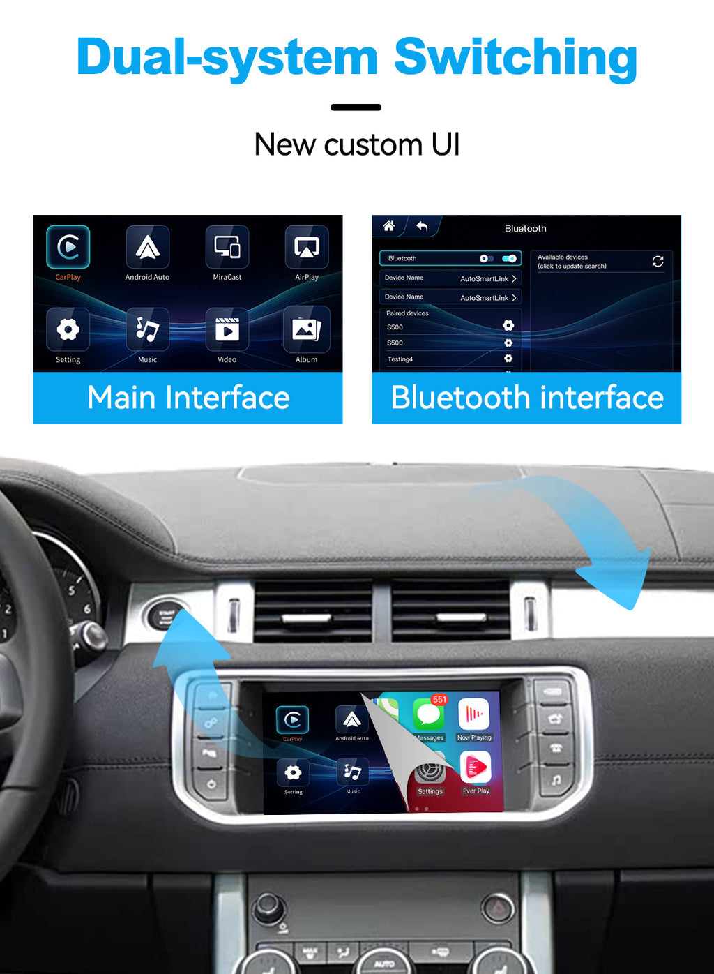 JoyeAuto Wireless CarPlay & Android Auto for Land Rover & Jaguar Bosch HeadUnit (WJLR-2)
