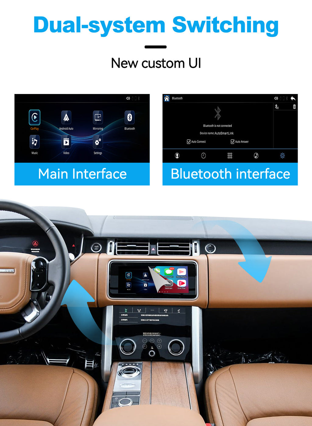 (WZLR-4) New JoyeAuto Wireless Apple Carplay AirPlay Android Auto Interface for 2016-2020 Land Rover Range Rover Evoque Freelander Discovery 4 XF XJ T-Type Jaguar 10.1 inch Harman Head Unit - detail 3