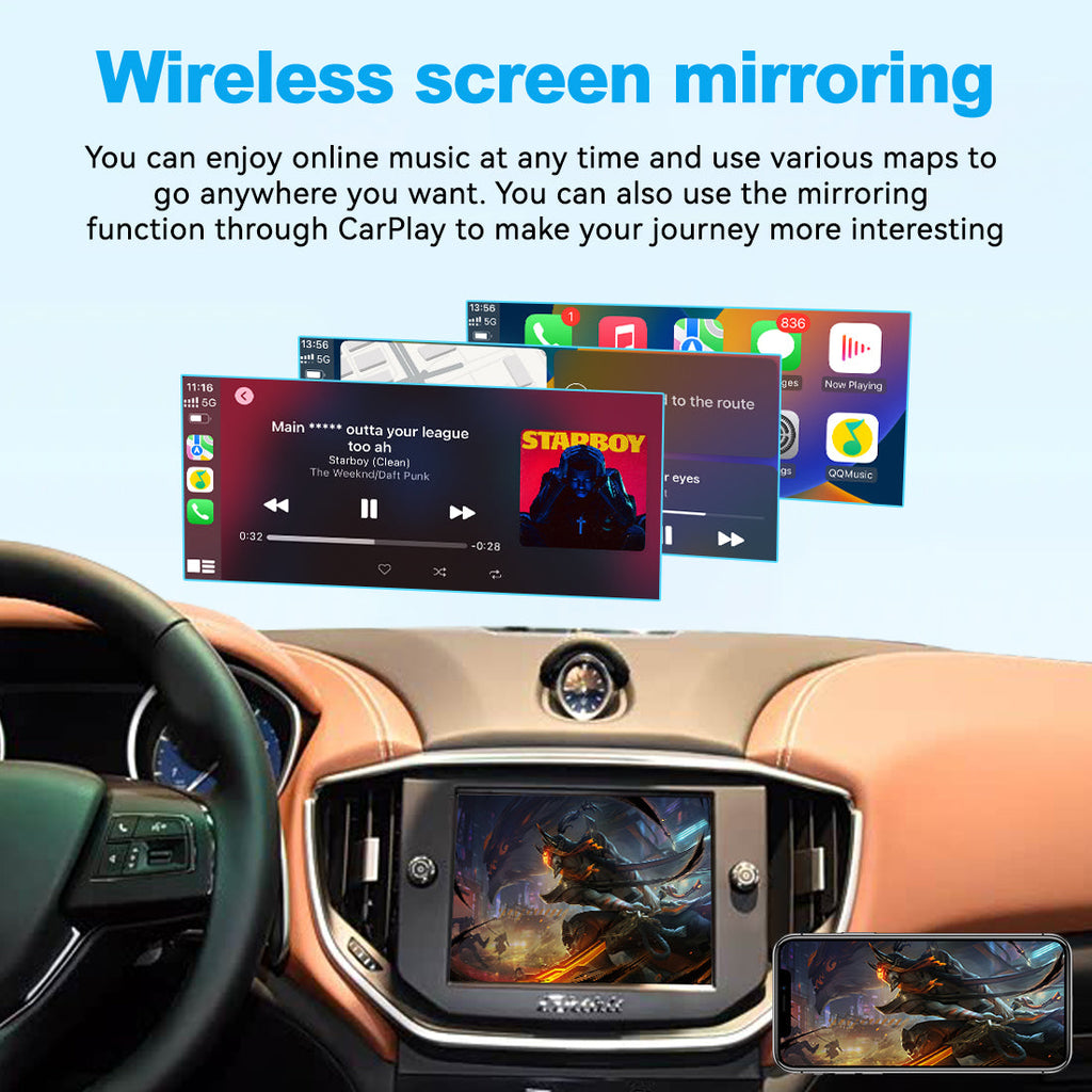 Wireless Apple CarPlay Android Auto Interface for Maserati Quattroporte & Ghibli (2014-2017) – with Rear Camera(WZMA-1)