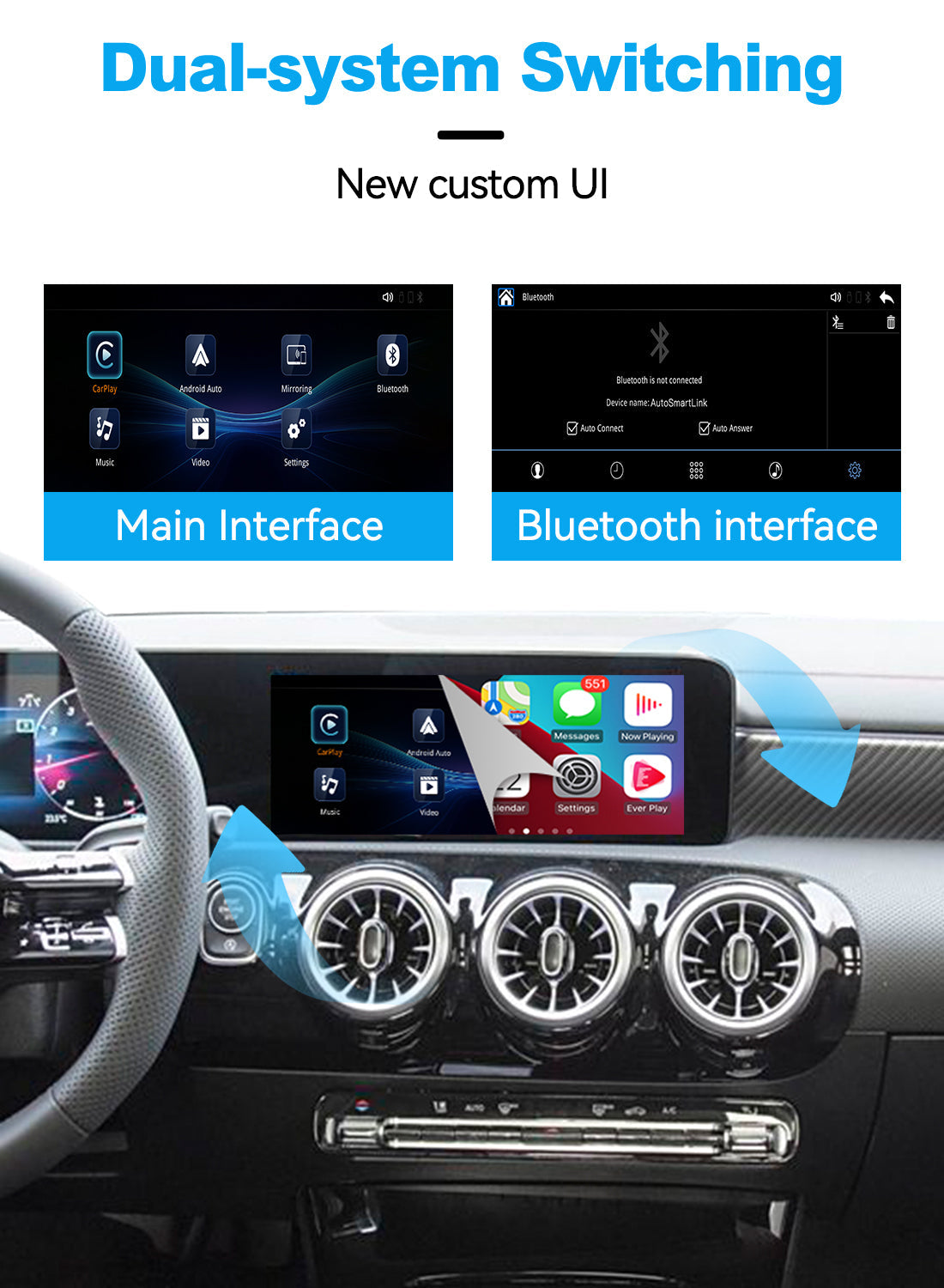 Wireless Apple CarPlay Android Auto Interface for Mercedes-Benz NTG6.0 2020-2025 | A B C E GLA GLB GLC GLE GLS CLS Class 10.25 12.3 Inch Screen(WZME-5)