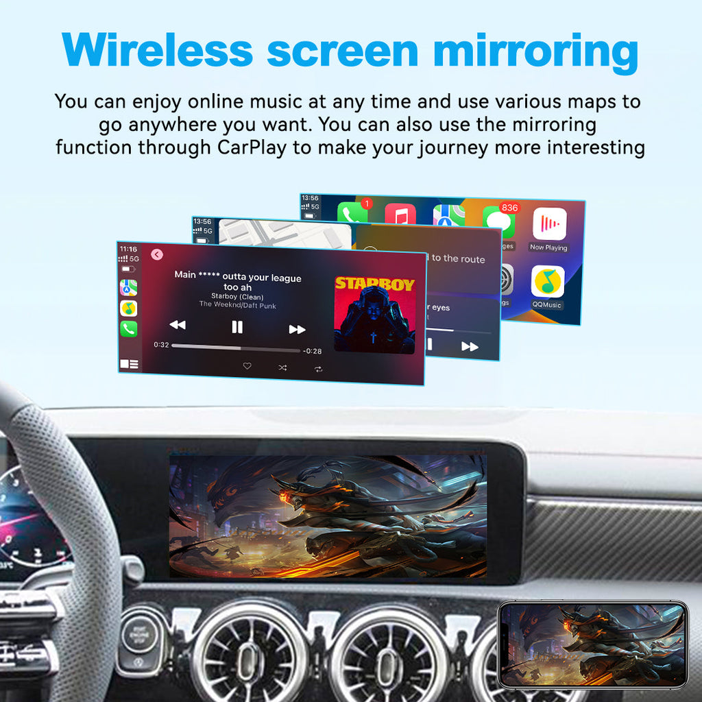 Wireless Apple CarPlay Android Auto Interface for Mercedes-Benz NTG6.0 2020-2025 | A B C E GLA GLB GLC GLE GLS CLS Class 10.25 12.3 Inch Screen(WZME-5)