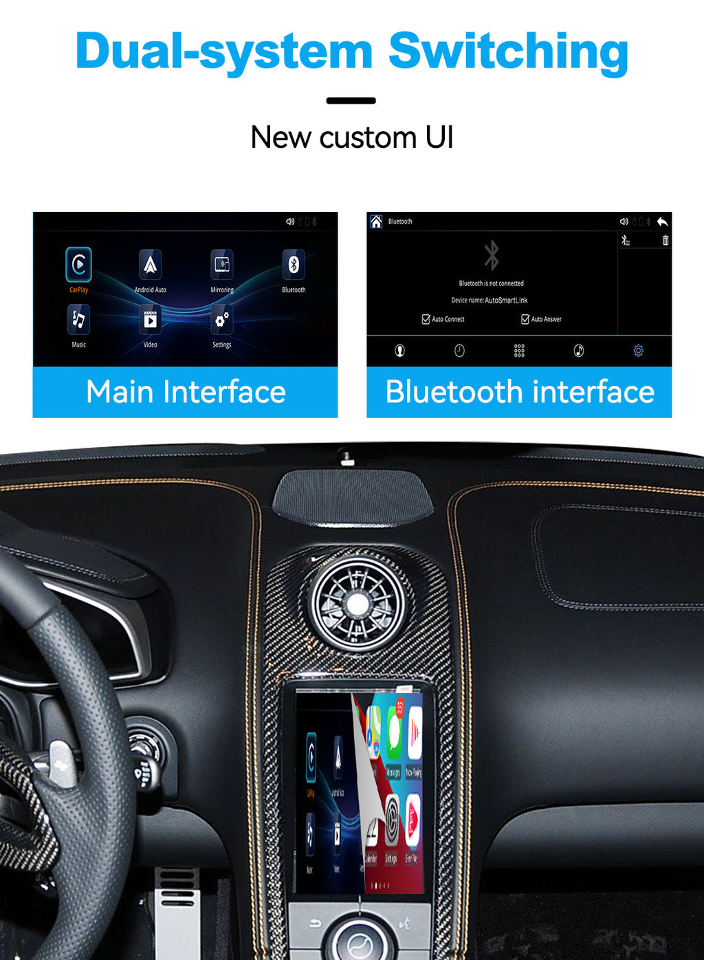 Wireless Apple CarPlay Android Auto Interface for McLaren 12C 650S 625C 675LT 570S 540C 600LT | AirPlay Mirror Link Plug & Play Retrofit(WZML-1)