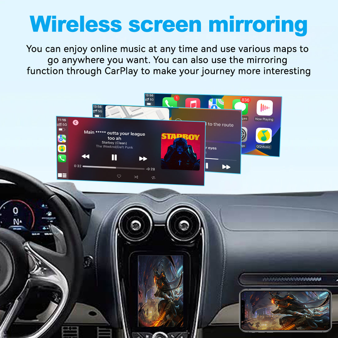 Wireless Apple CarPlay Android Auto Interface for McLaren GT | AirPlay iOS Android Mirror Link Plug & Play Retrofit Module(WZML-2)