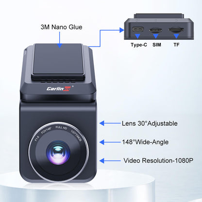 CarlinKit AI Box Dash Cam with Wireless CarPlay & Wireless Android Auto Adapter