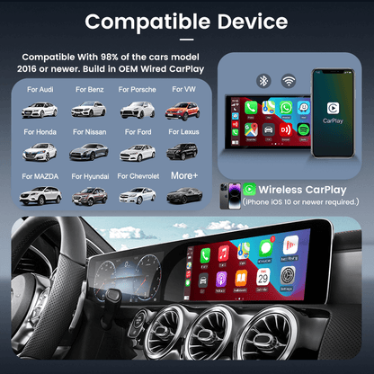 CarlinKit 3.0 U2W Plus Wireless Carplay Adapter for OEM Factory Wired Carplay Car