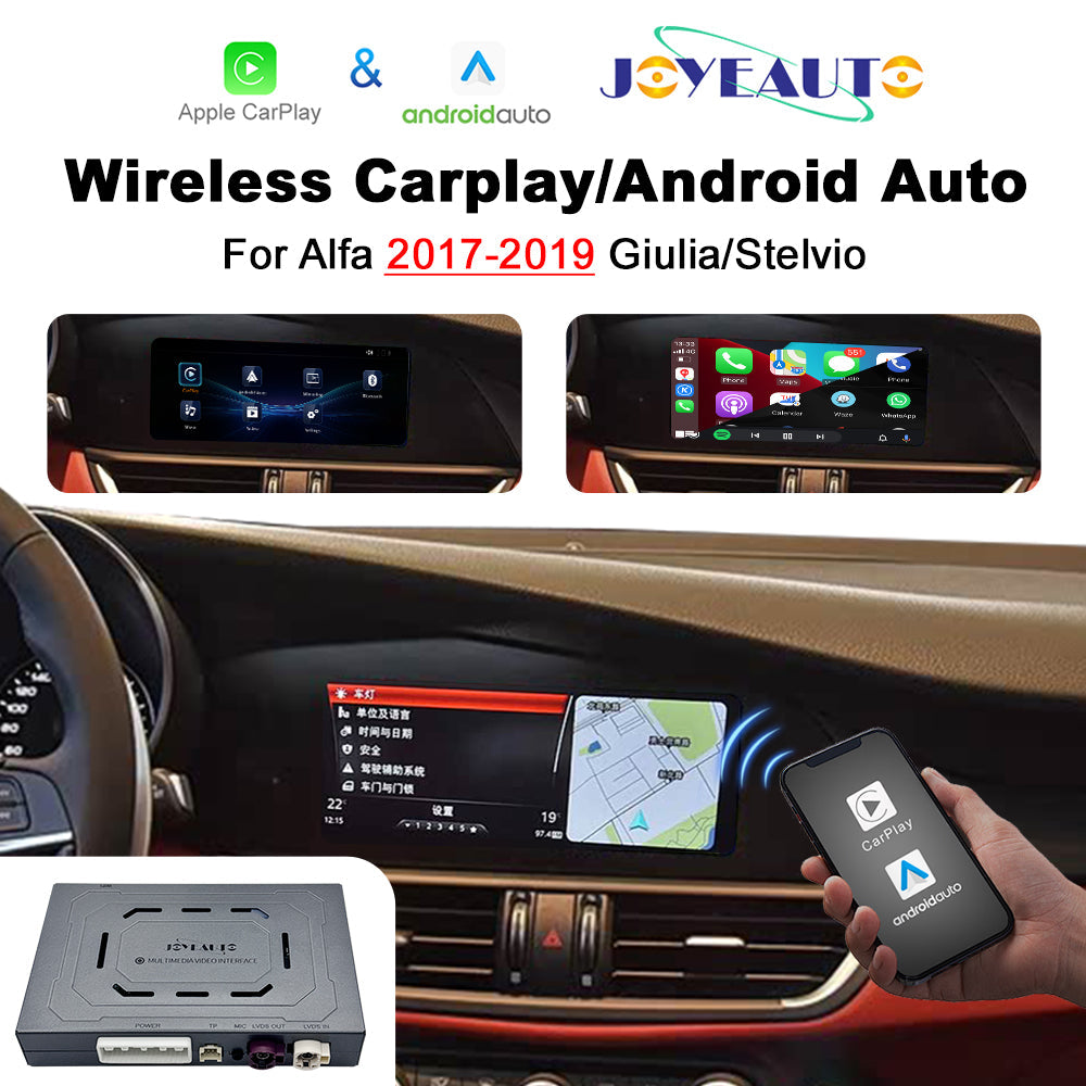 Wireless Apple CarPlay Android Auto Interface for Alfa Romeo Giulia Stelvio 2017-2020 | AirPlay iOS Android Mirror Link Plug & Play Retrofit(WZAF-1)