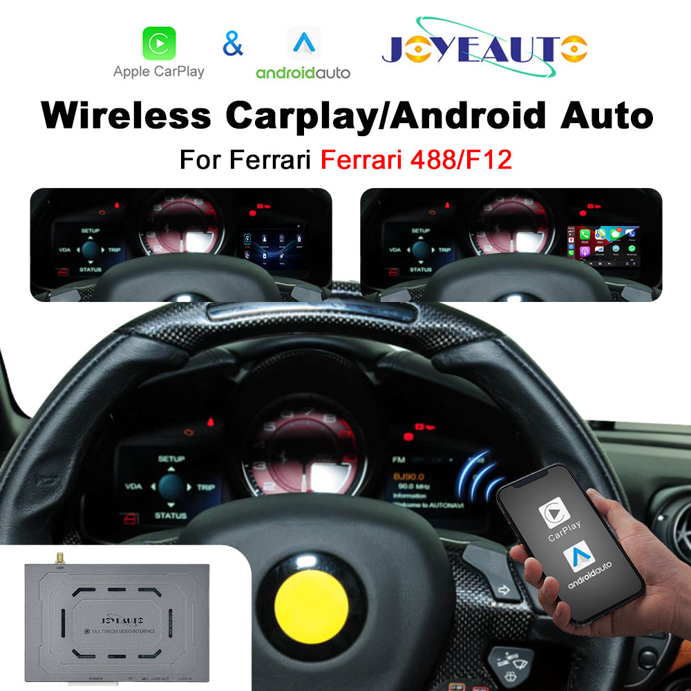 (WZFR-3)JoyeAuto Wireless Apple Carplay AirPlay Android Auto Mirror-Link Interface for Ferrari 488 F12 Plug and Play