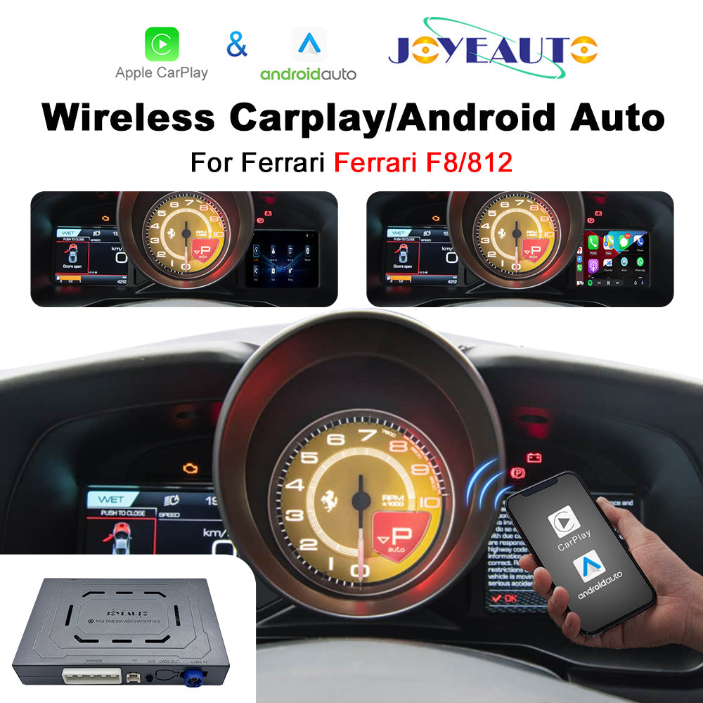 Wireless Apple CarPlay Android Auto Interface for Ferrari F8 812 | AirPlay iOS Android Mirror Link Plug & Play Retrofit Module(WZFR-4)