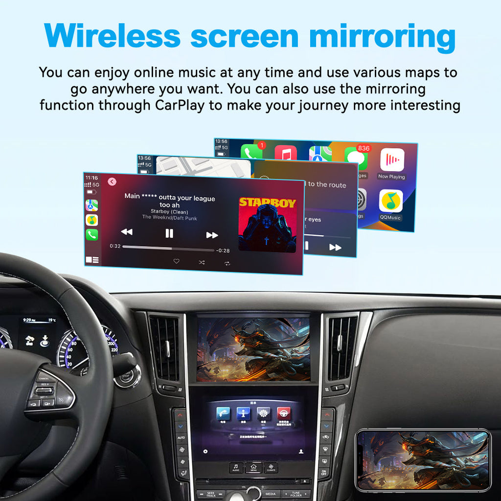 Wireless Apple CarPlay Android Auto Interface for Infiniti Q50 Q60 Q50L QX50 (2015-2019) – AirPlay Mirror Link(WZIN-1)