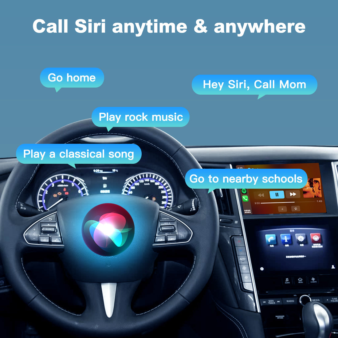 Wireless Apple CarPlay Android Auto Interface for Infiniti Q50 Q60 Q50L QX50 (2015-2019) – AirPlay Mirror Link(WZIN-1)