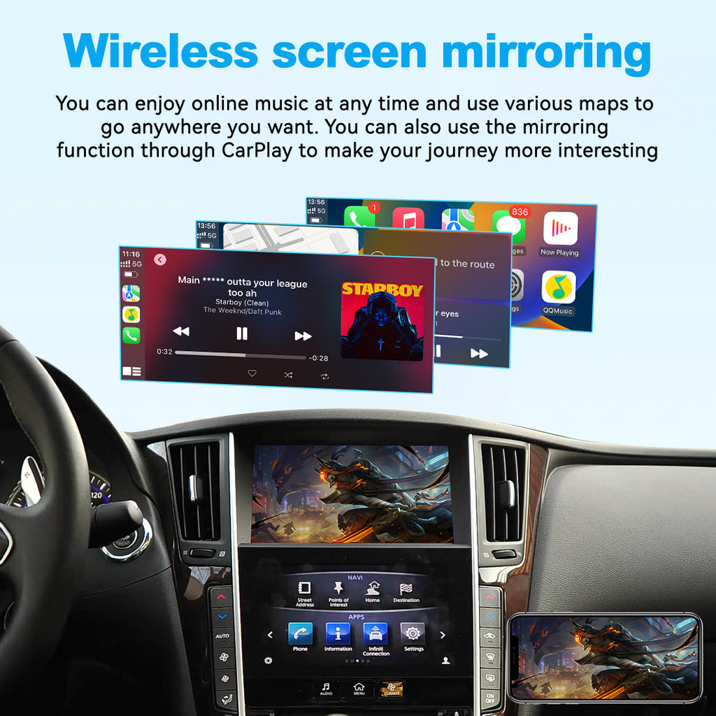 Wireless Apple CarPlay Android Auto Interface for Infiniti 2020-2024 Q50 Q60 Q50L | AirPlay(WZIN-5)S Android Mirror Link Retrofit Module